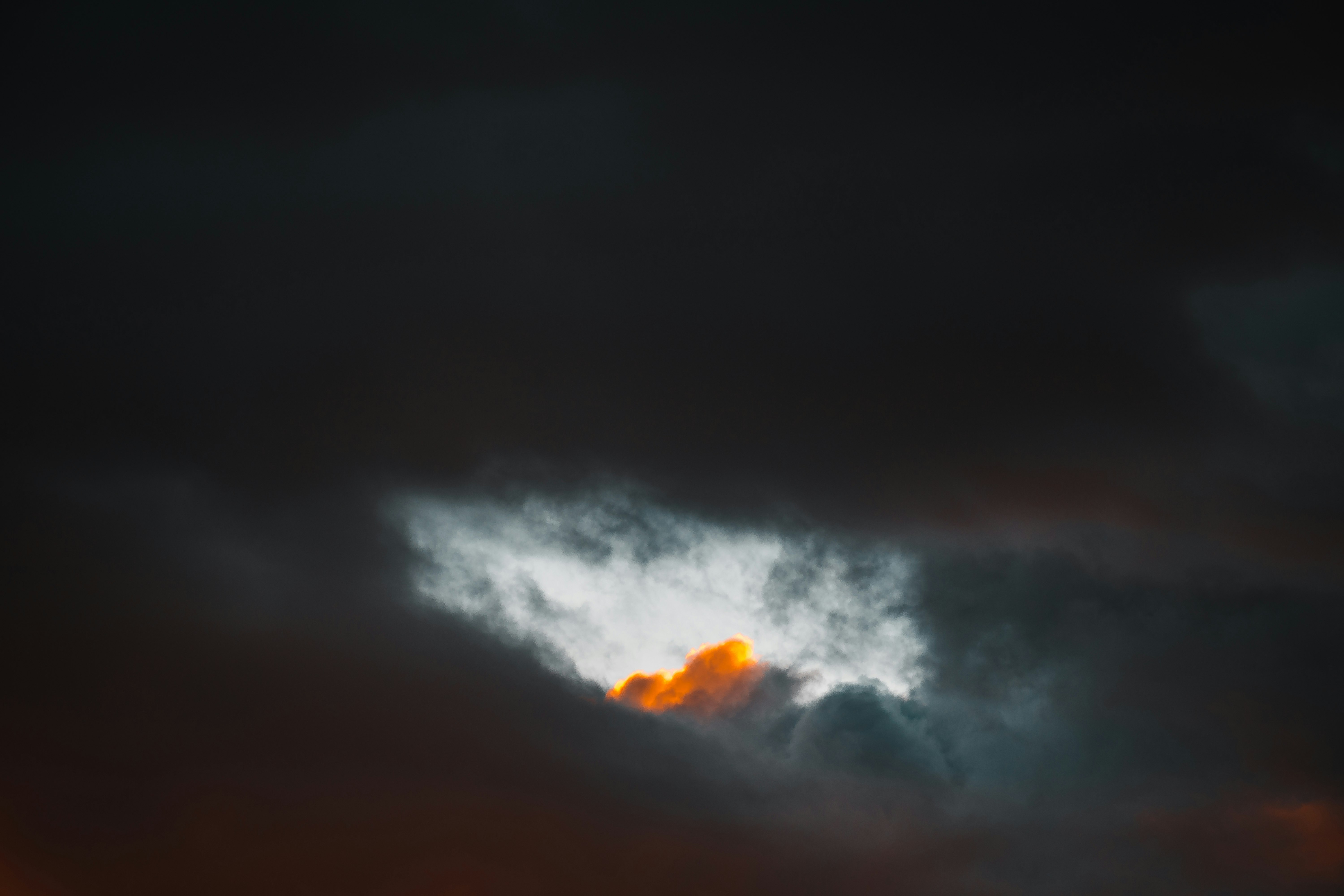 black clouds and orange sky